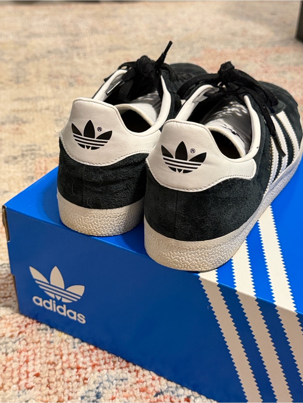 Adidas Men’s Gazelle Suede Sneakers in Black/White